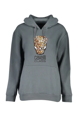 Grå Hoodie Långärmad Tryck