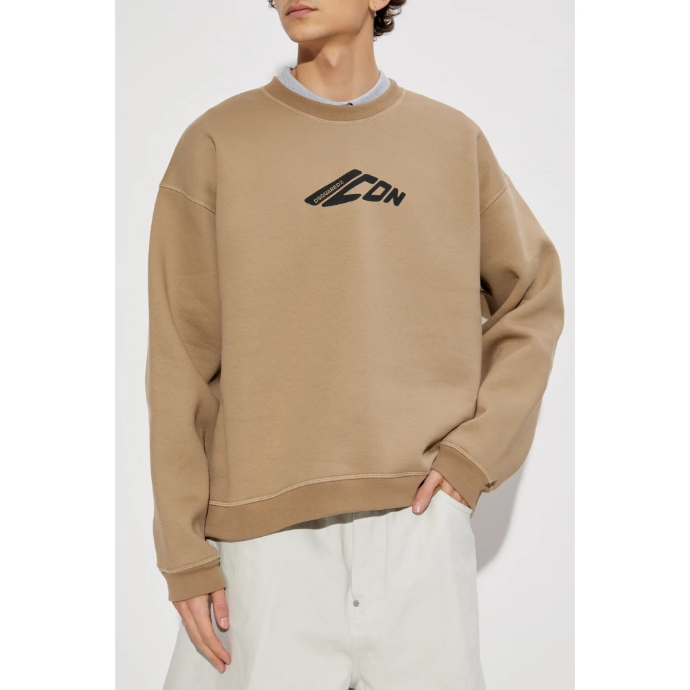 Dsquared2 Sweatshirt met bedrukt logo Beige Heren