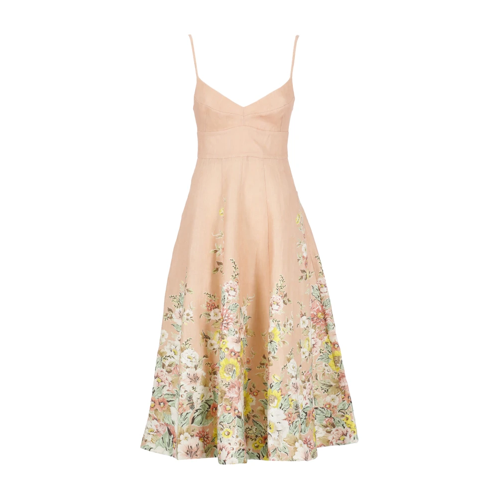 Zimmermann Roze Bloemen Linnen Jurk Pink Dames