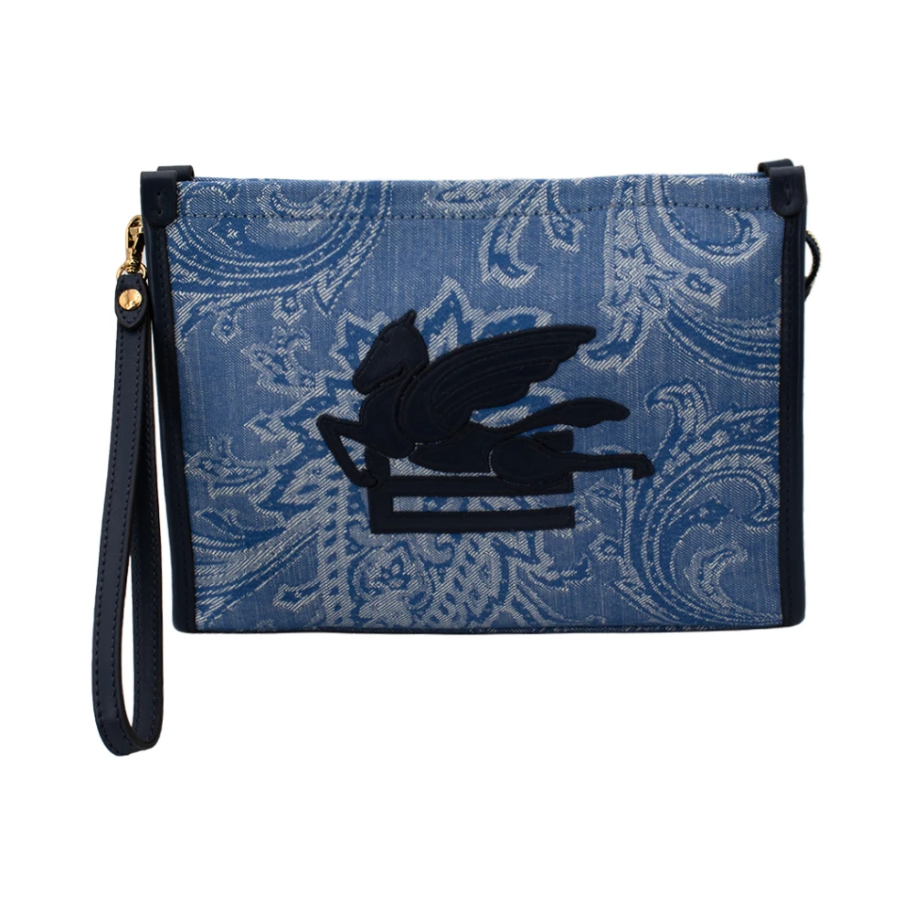 Etro Clutches, Female, One Size, Medium Paisley Clutch Blue