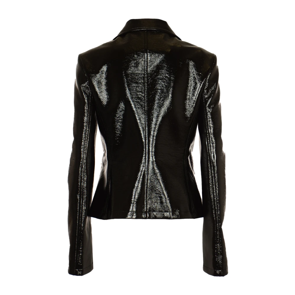 Courrèges Zwarte Vinyl Biker Jas Black Dames