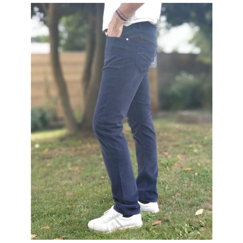 Jacob Cohën Zachte Slim Fit Fluwelen Broek Blue Heren