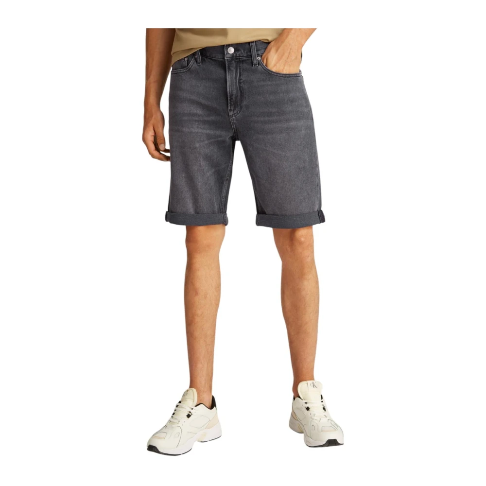 Calvin Klein Jeans Men's Gray Denim Shorts, W31, Grey Cotton Blend Shorts With Pockets