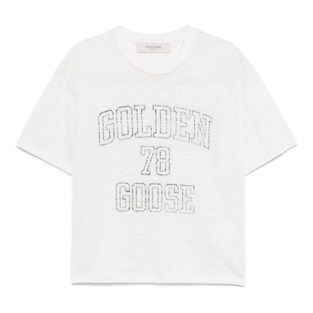 Golden Goose T-shirt met logo-print White Dames