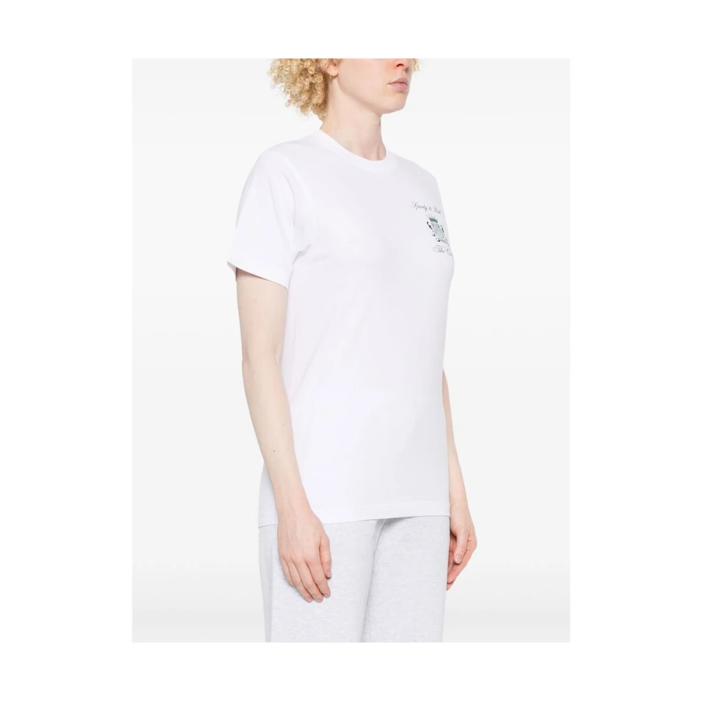 Sporty & Rich Witte Crew Neck Korte Mouw T-shirt White Dames