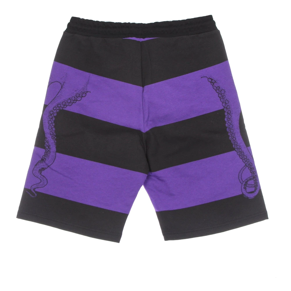 Octopus Paarse Sweatshorts Elastische Taille Zijzakken Purple Heren