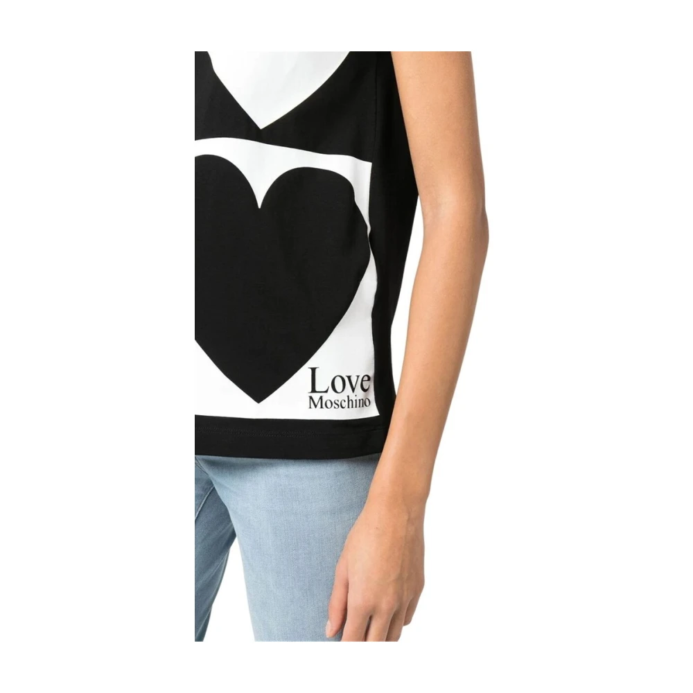 Moschino Logo Print Dames Katoenen T-shirt Black Dames