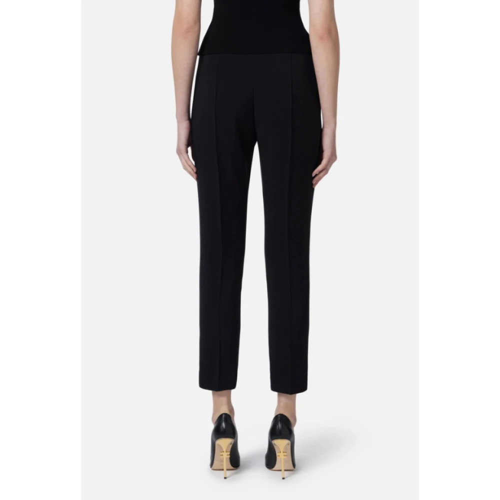 Elisabetta Franchi Zwarte Stretch Crepe Slim Fit Broek Black Dames