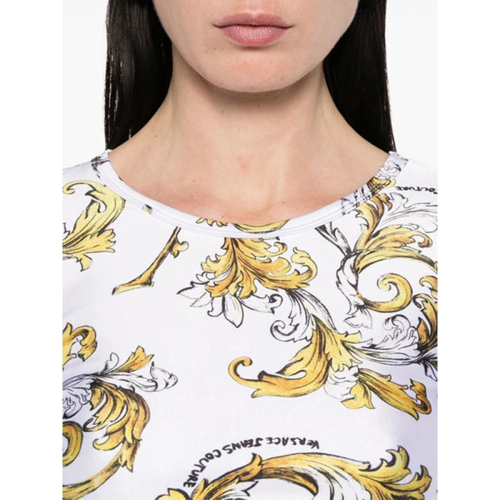 Versace Jeans Couture Barocco-print top met logo tailleband Multicolor Dames