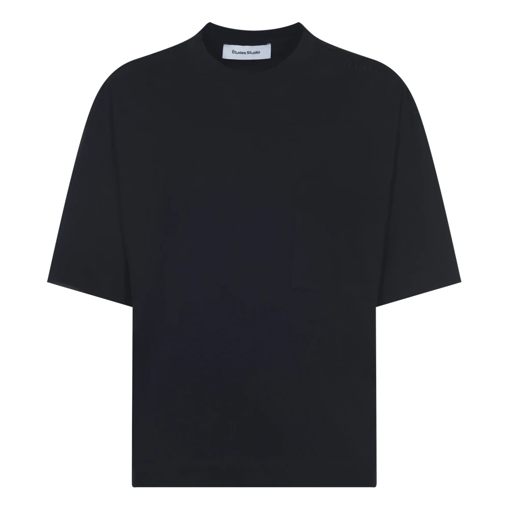 Études Zwarte Oversize Zak T-shirts en Polos Black Heren
