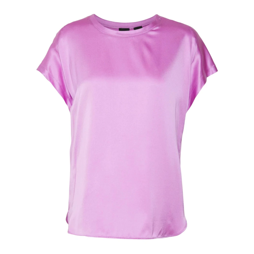 Pinko Women's Pink Silk Satin Long Sleeve Blouse