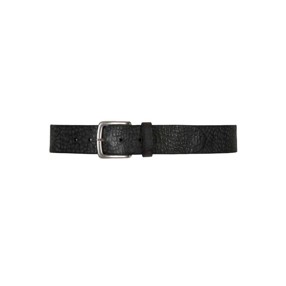 Depeche Women's Black Leather Belt With Square Silver Buckle - Belts - 85 Cm - Accessories