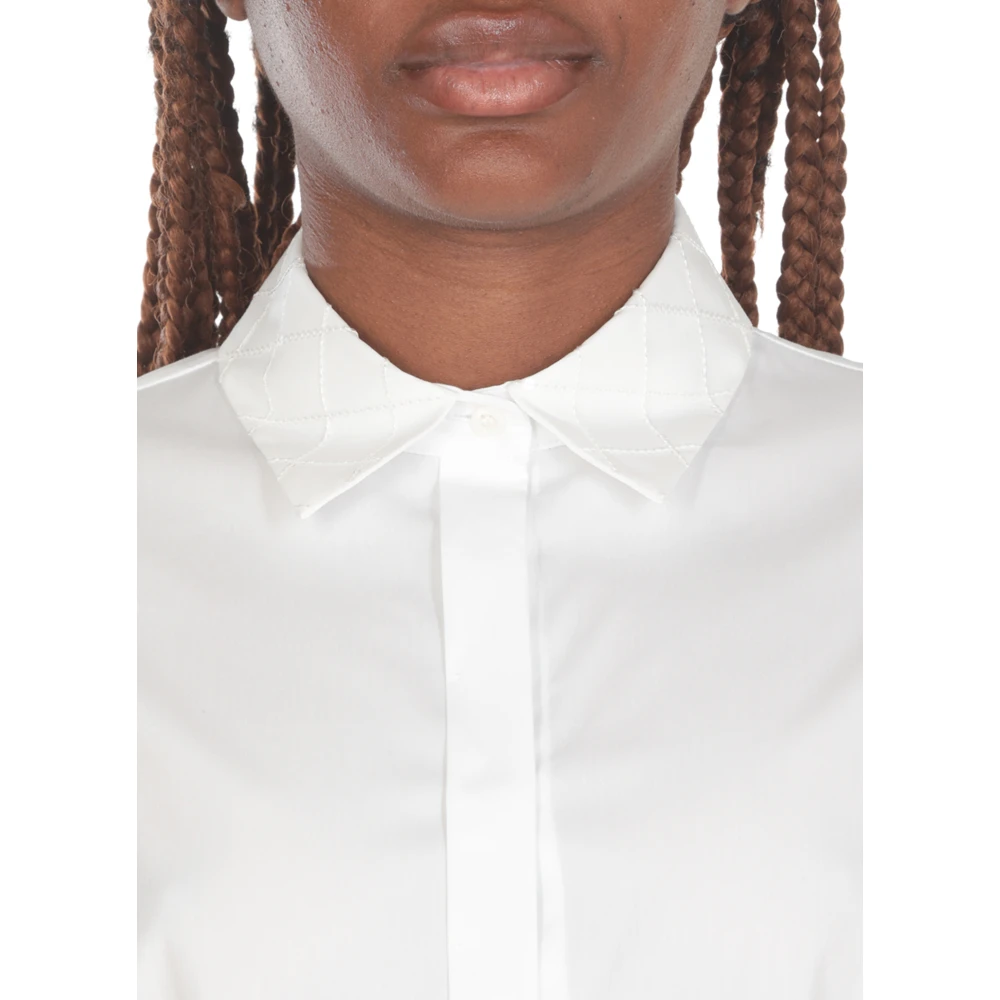 PESERICO Witte Satijnen Blouse met Kraag White Dames