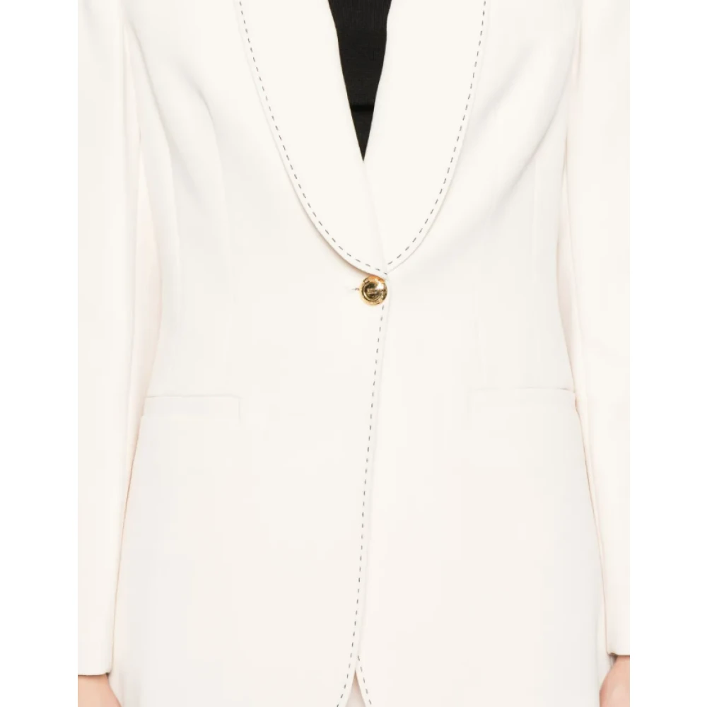 Elisabetta Franchi Crepe Blazer met Contrasterende Stiksels Yellow Dames