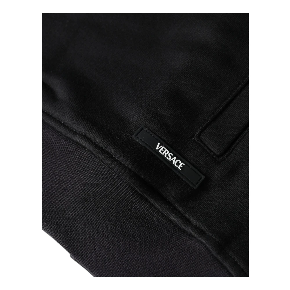 Versace Zwarte Katoenen Full Zip Hoodie Sweatshirt Black Heren