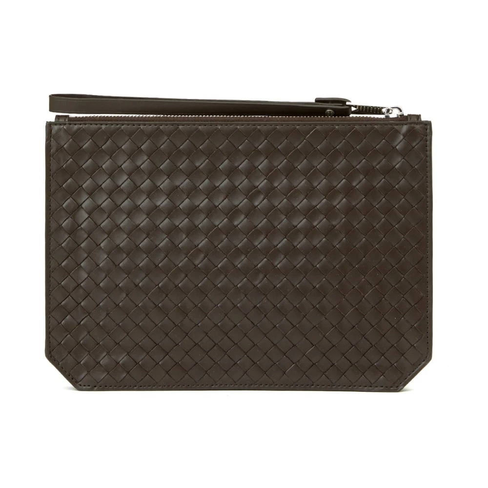Bottega Veneta Leren staande zak met ritssluiting Brown Heren