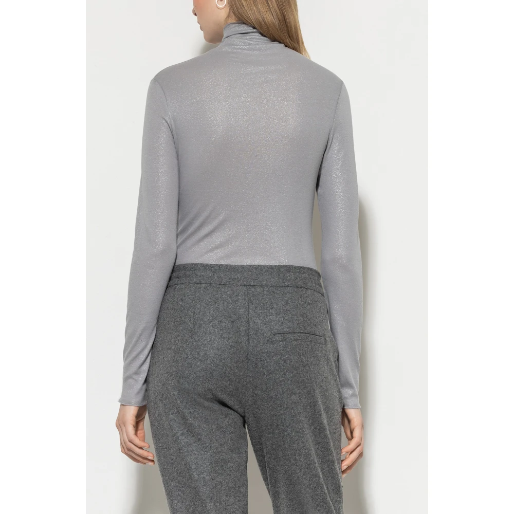 LUISA CERANO Glitter Print Longsleeve T-Shirt Gray Dames