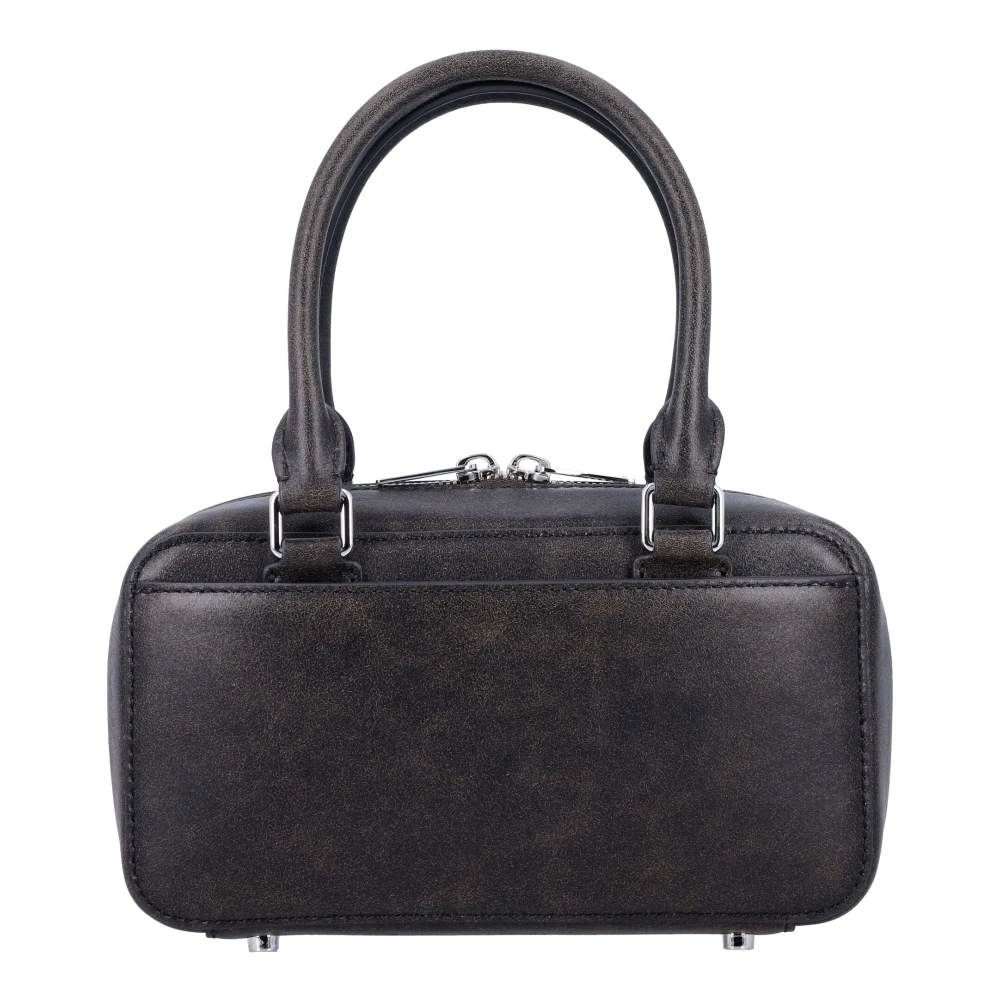Self Portrait Zwarte Distressed Leren Mini Tote Tas Black Dames