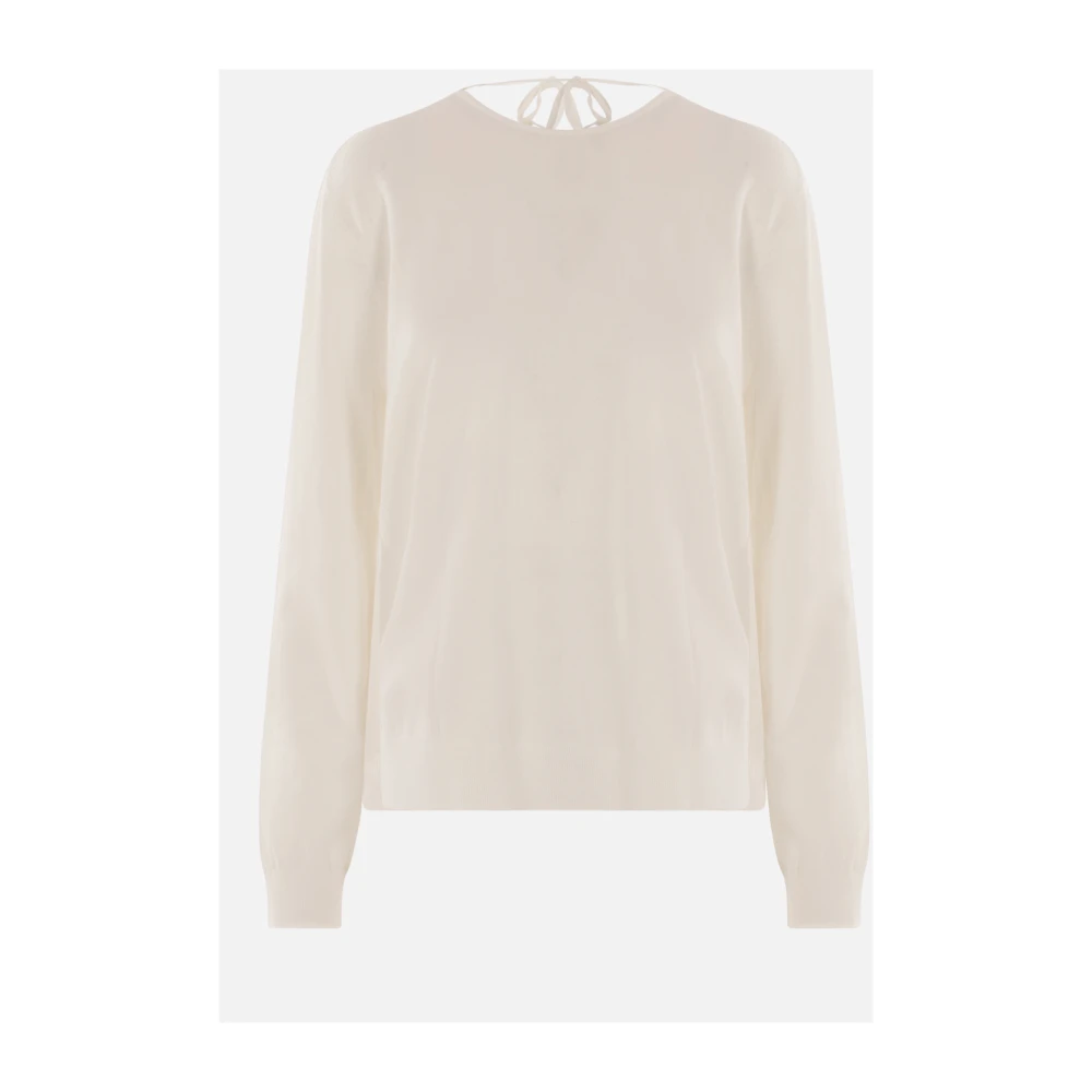 Aspesi Witte Katoenen Trui met Ronde Hals White Dames