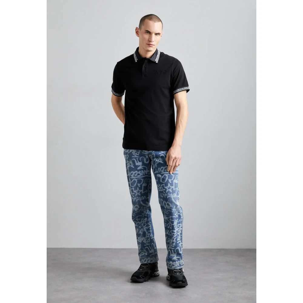 Versace Jeans Couture Zwart Monogram Poloshirt Black Heren