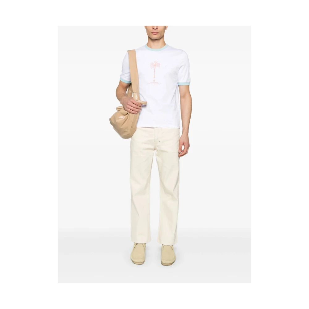 Jacquemus Witte Logo Print Korte Mouw Tee White Heren