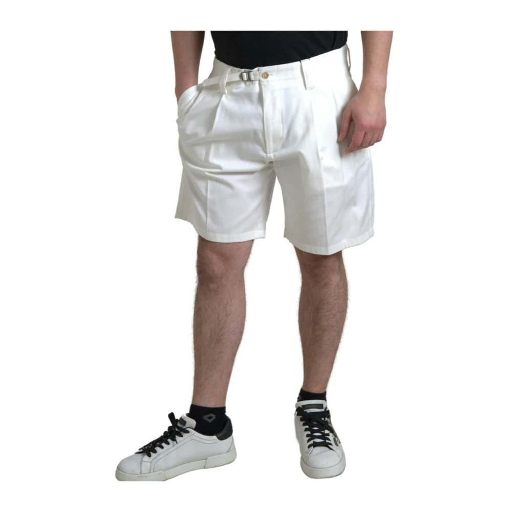 Dolce & Gabbana Men's White Cotton Bermuda Denim Shorts - Denim Shorts - 3XL- Shorts