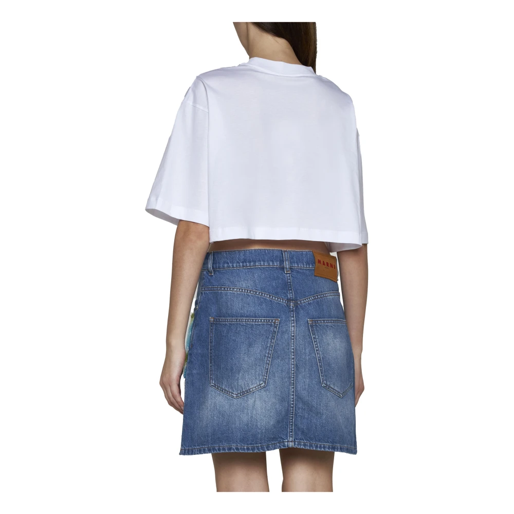Marni Denim Rok met Gehaakte Applicatie Blue Dames