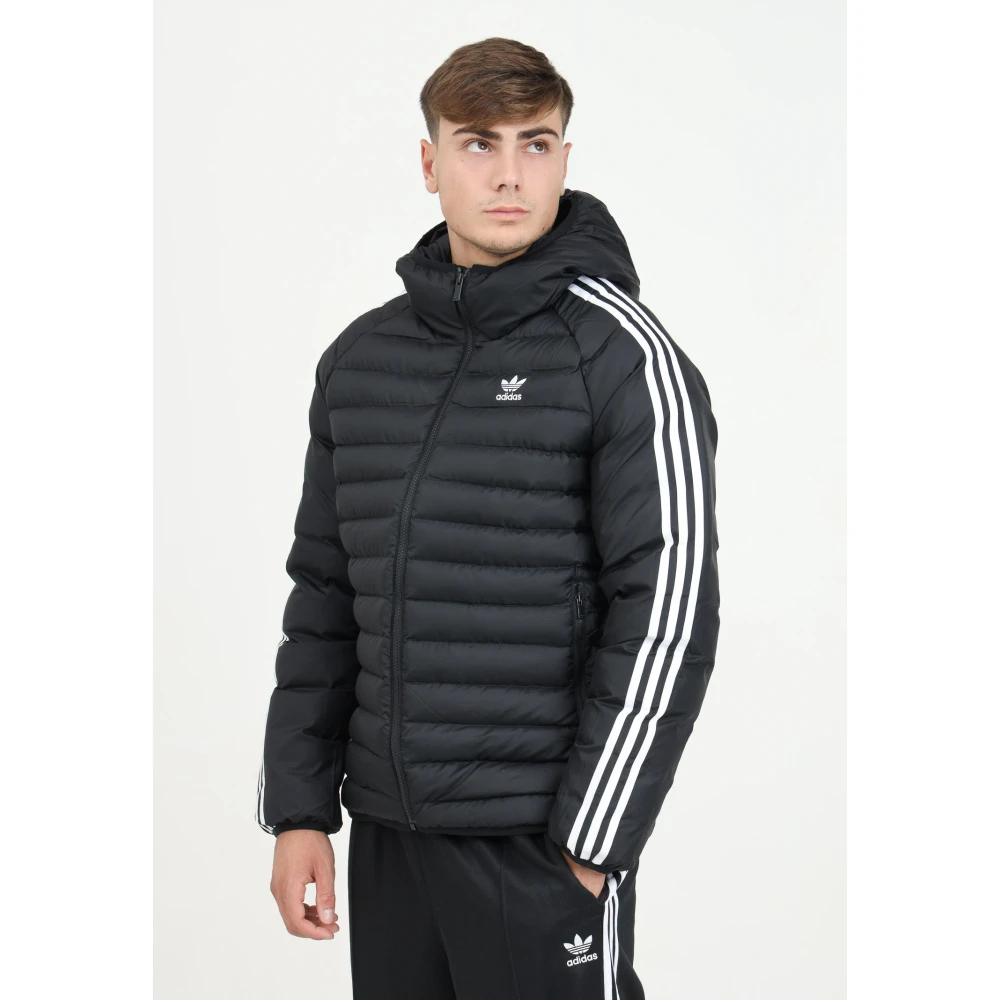 adidas Originals Zwarte Puff Hooded Jas Black Heren