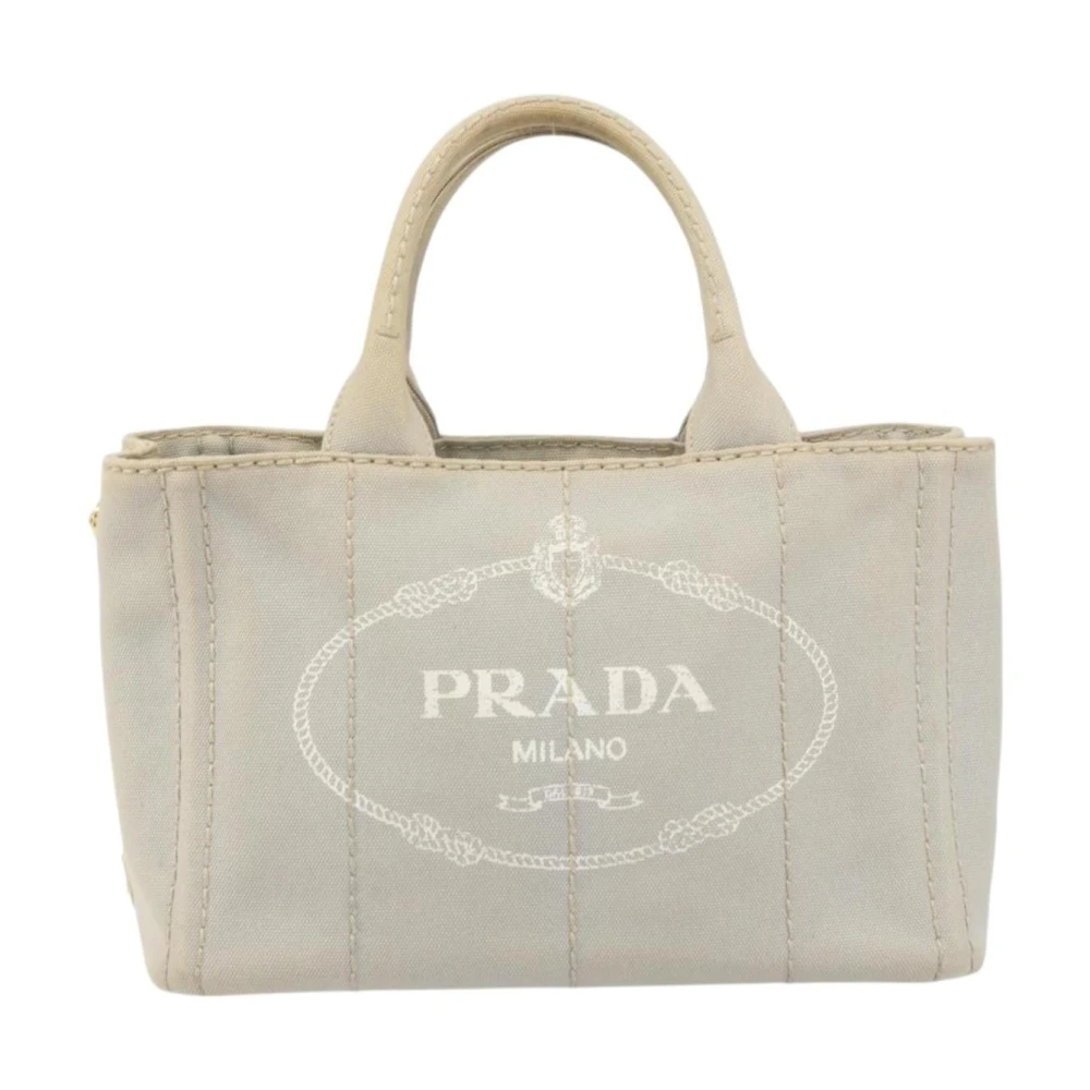 Prada Vintage Women's Gray Pre-Owned Vintage Canvas Tote Bag