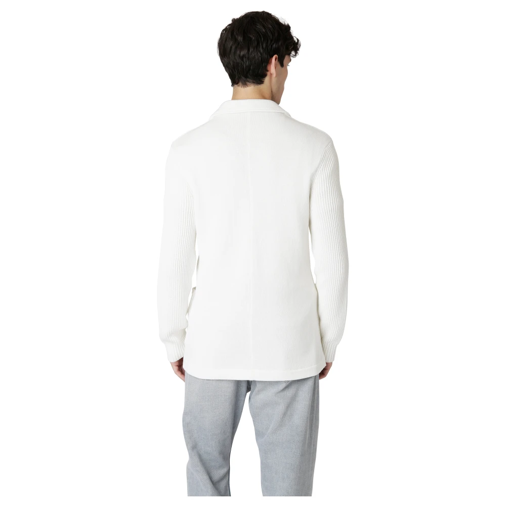 Eleventy Katoen en Cashwool Jas Trui White Heren