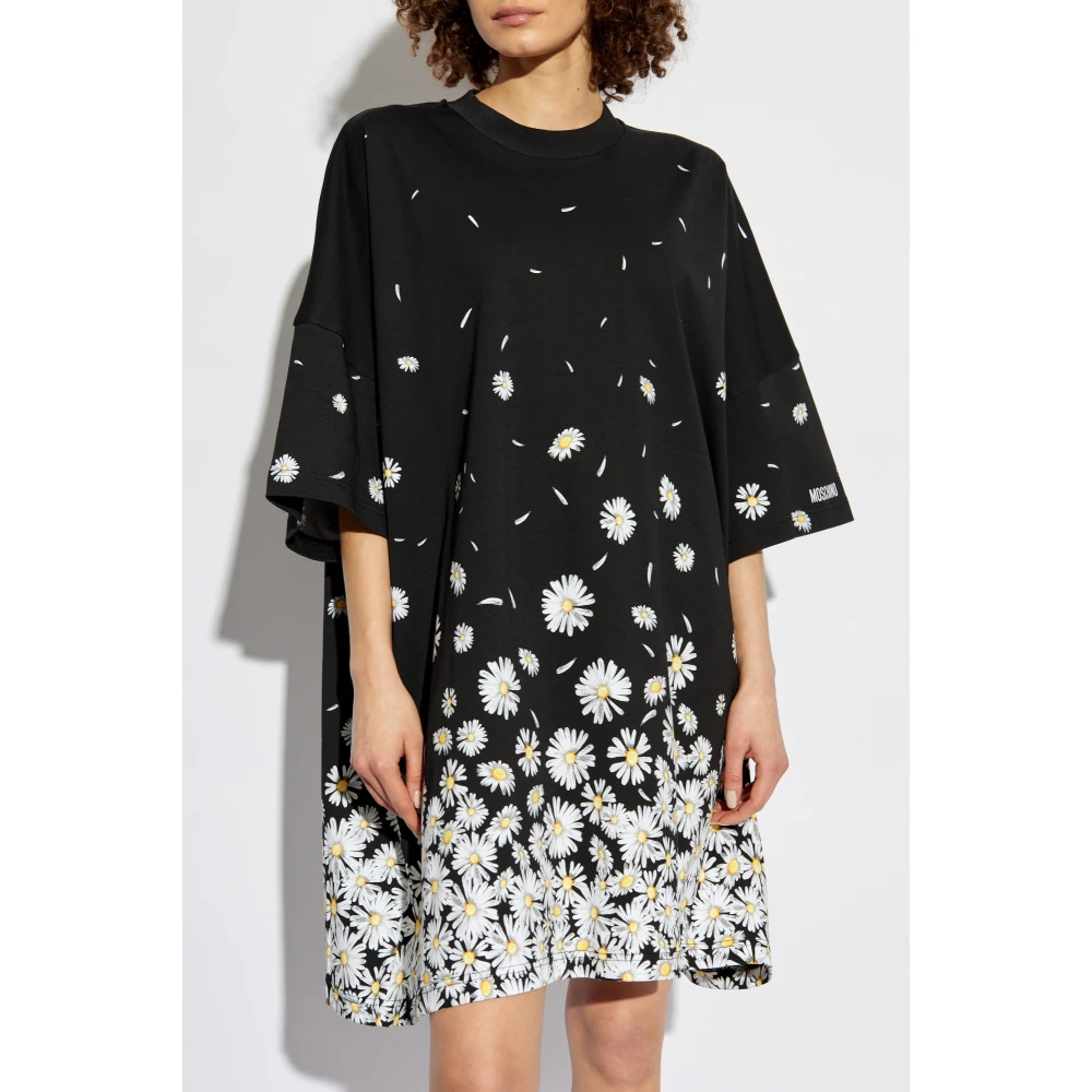 Moschino Jurk met bloemenpatroon Black Dames