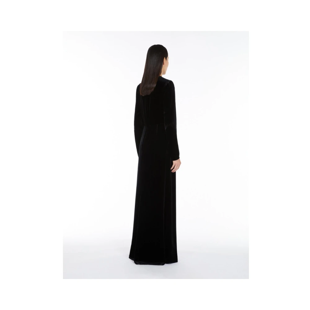 Max Mara Fluwelen Lange Jurk Array Black Dames