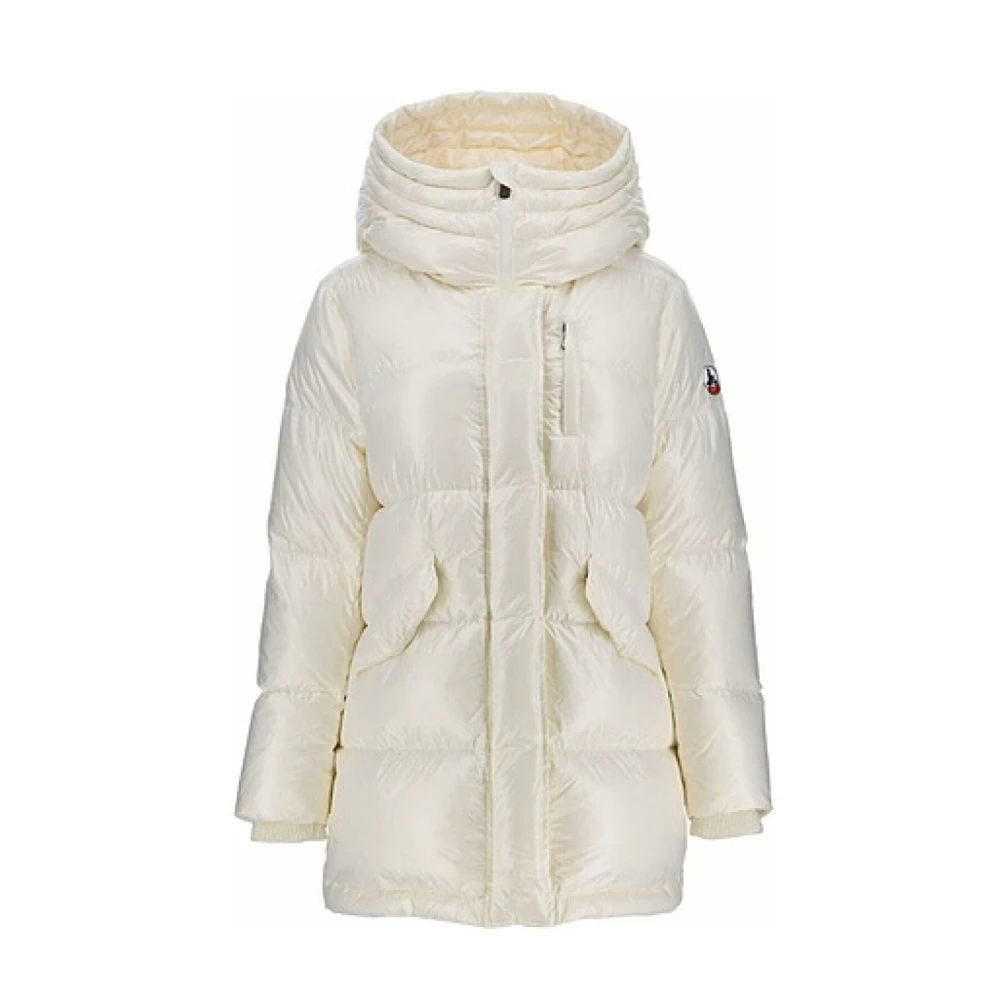 Jott Gewatteerde jas met capuchon en patchlogo Beige Dames