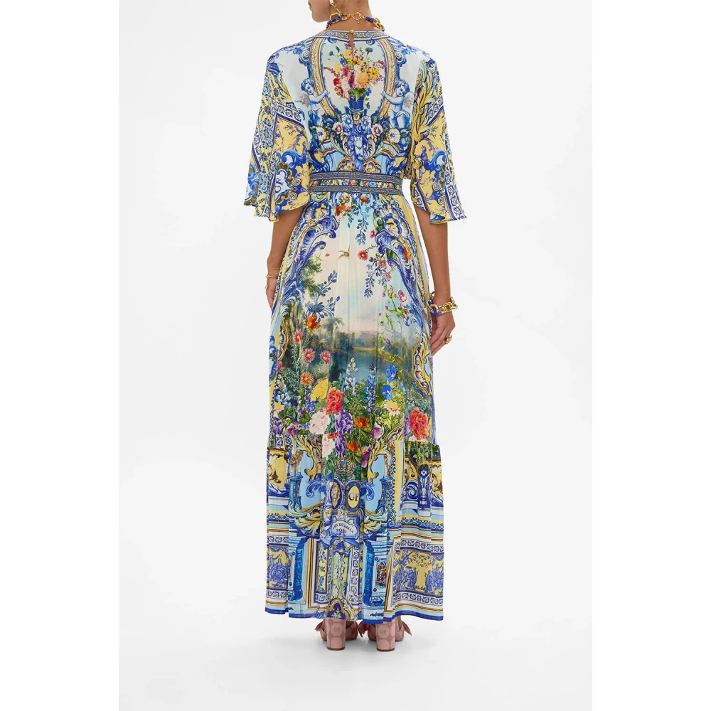 Camilla Zijden jurk met zoom ruche Multicolor Dames