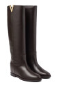 brown-leather-boots-with-gold-v-logo