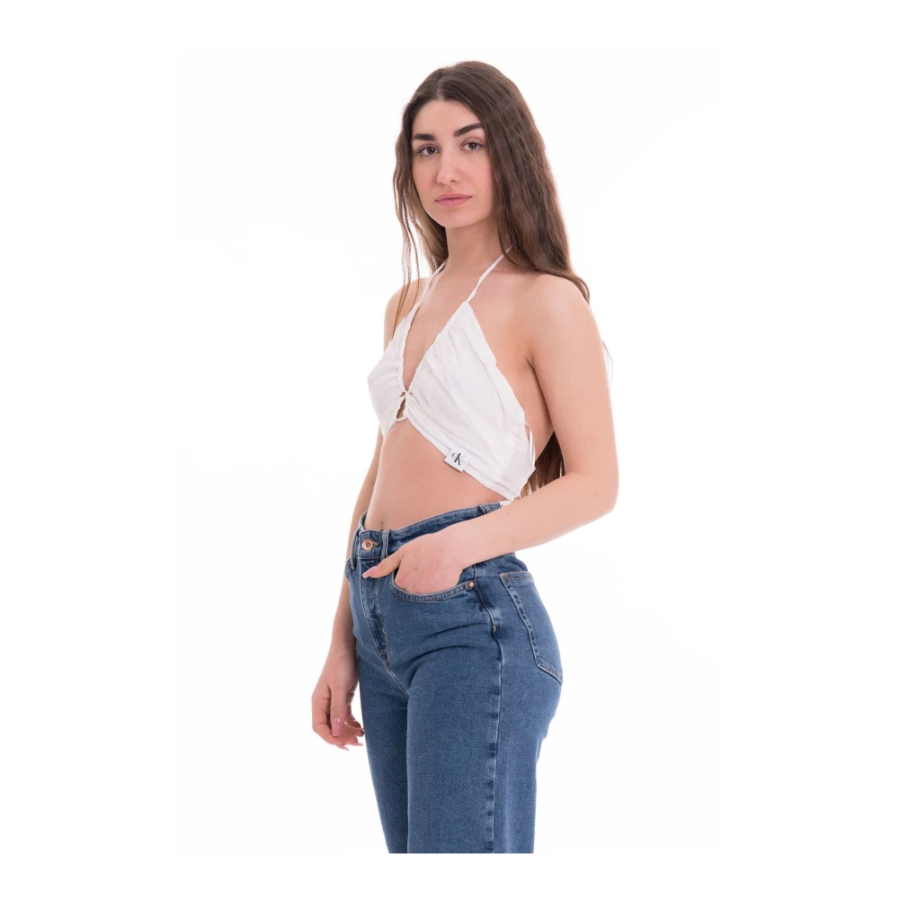 Calvin Klein Jeans Gekreukelde bh-top met bandjeswikkel White Dames