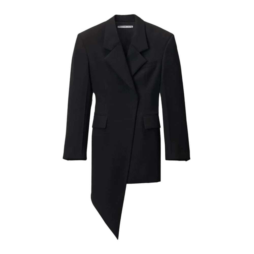 Alexander wang Zwarte Twill Asymmetrische Jurk Black Dames
