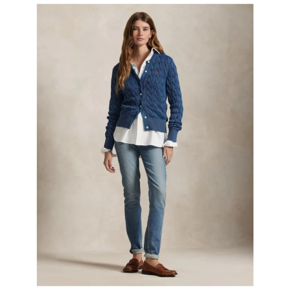 Polo Ralph Lauren Katoenen Twisted Gebreide Trui Blue Dames