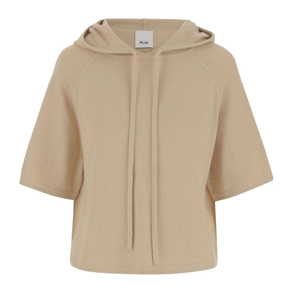 Allude Beige Katoenmix Gebreide Hoodie Beige Dames