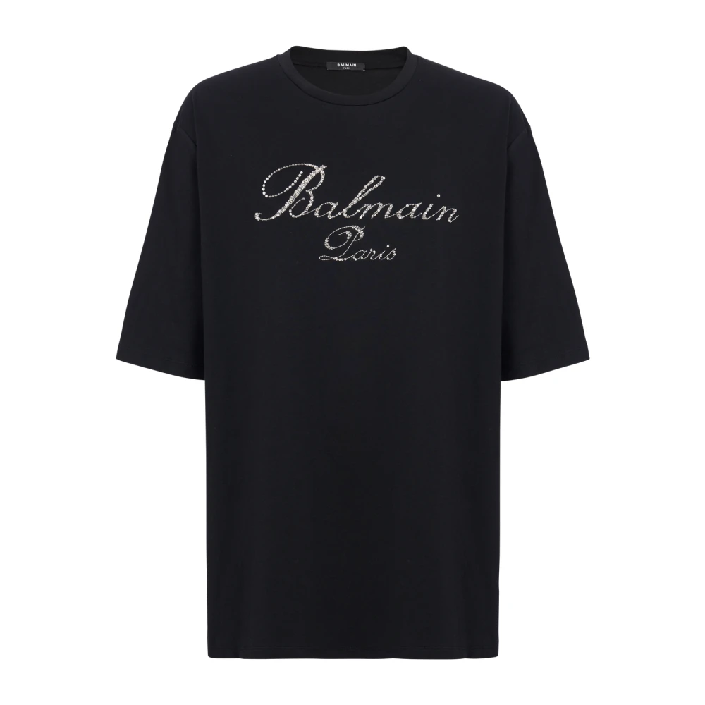 Balmain T-shirt met geborduurde handtekening Black Heren