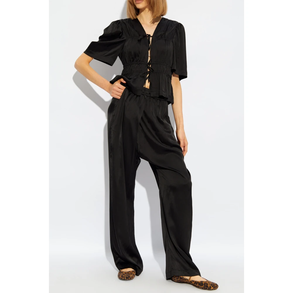 Munthe Satijnen broek Black Dames