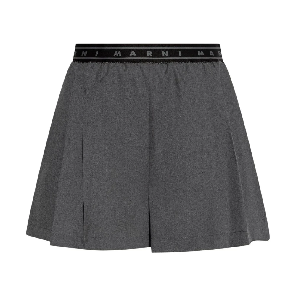 Marni Women's Gray Pleated Shorts With Elastic Waistband - Short Shorts - Xs - Shorts