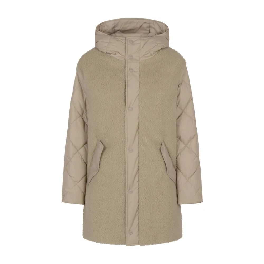 Herno Vrouw Beige Jassen Dames, L, Parka Piumino Mix Tessuti