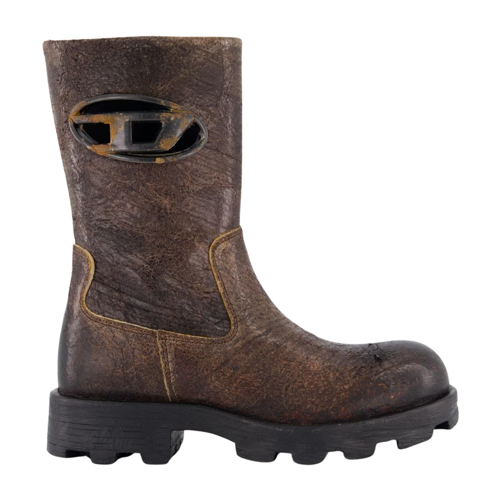 Diesel Women's Brown Ankle Boots, 5 Uk, Biker Boots For