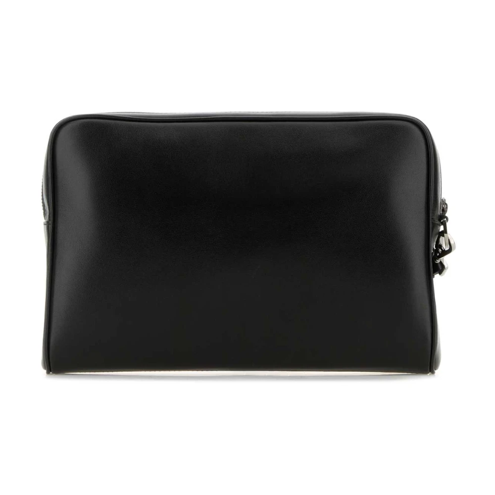 Dolce & Gabbana Stijlvolle Zwarte Leren Pouch Black Heren