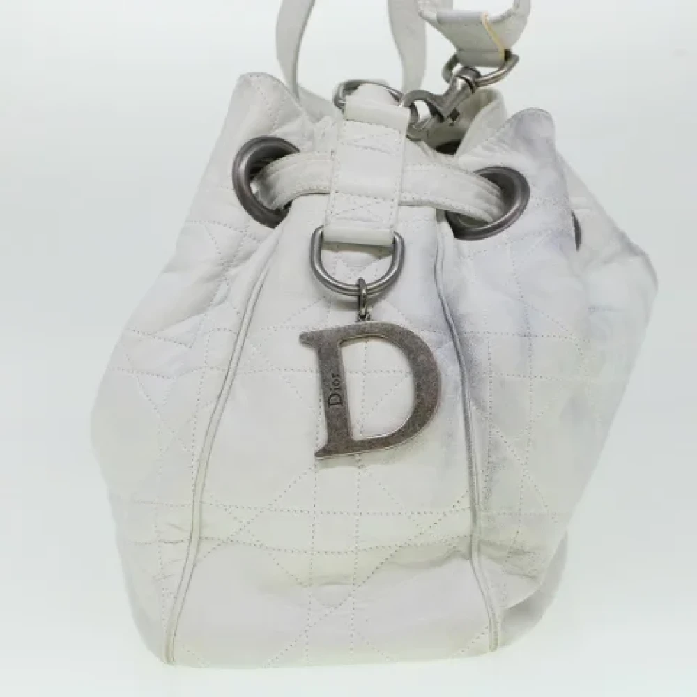 Dior Vintage Tweedehands Witte Dior Leren Schoudertas White Dames