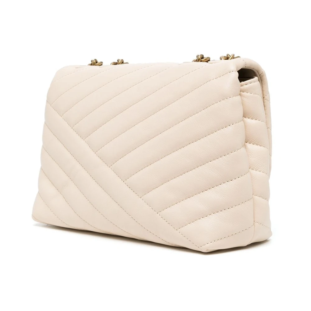 TORY BURCH Chevron Leren Schoudertas in Beige Dames