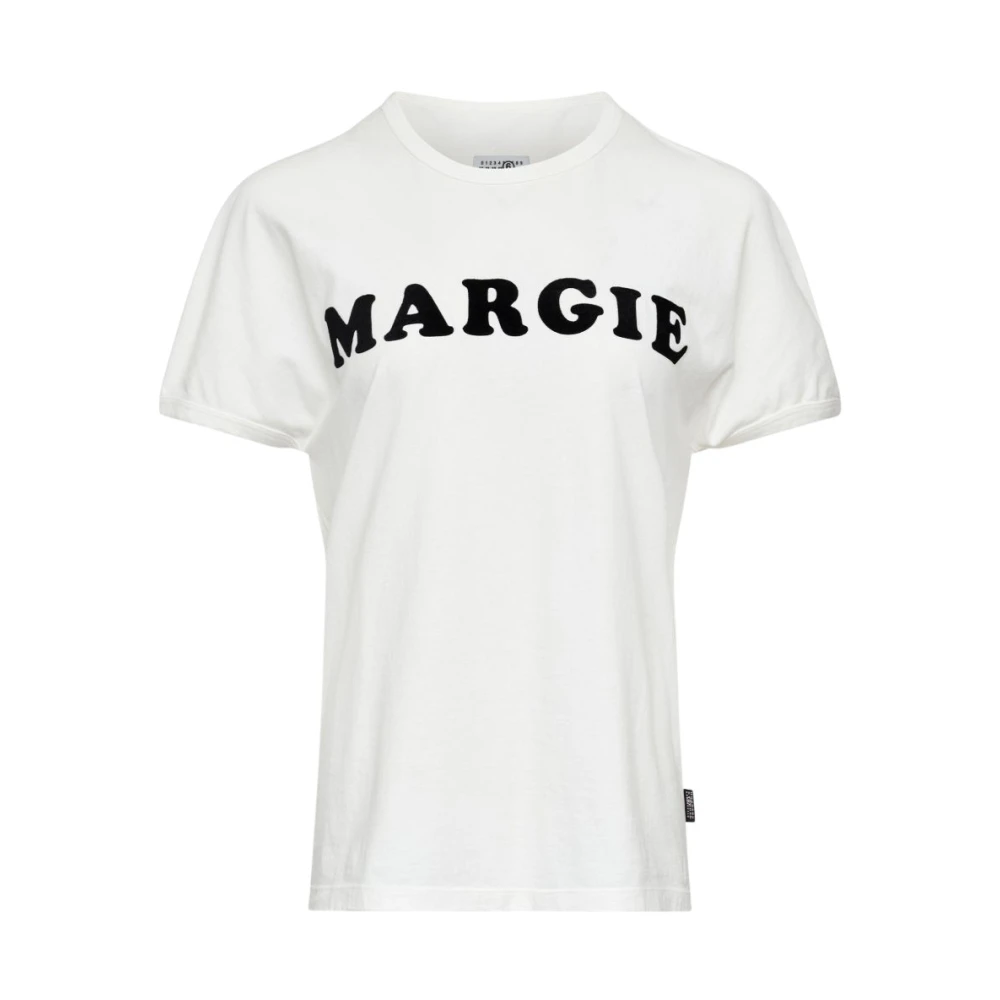 Mm6 Maison Margiela Femme Blanc - Logo Cotton T-Shirt - Tops - Taille: 38 Fr