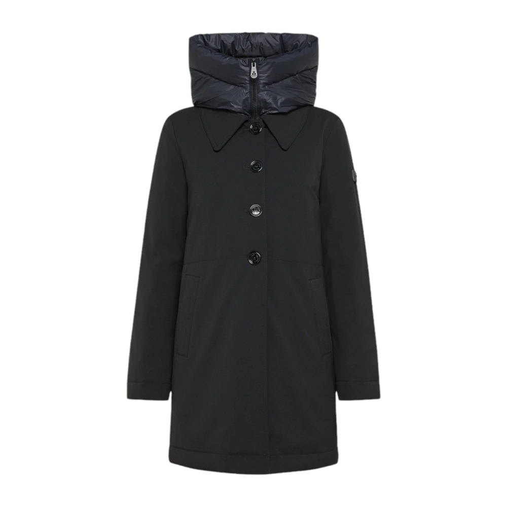 Peuterey Zwarte Parka Jas met Capuchon Black Dames