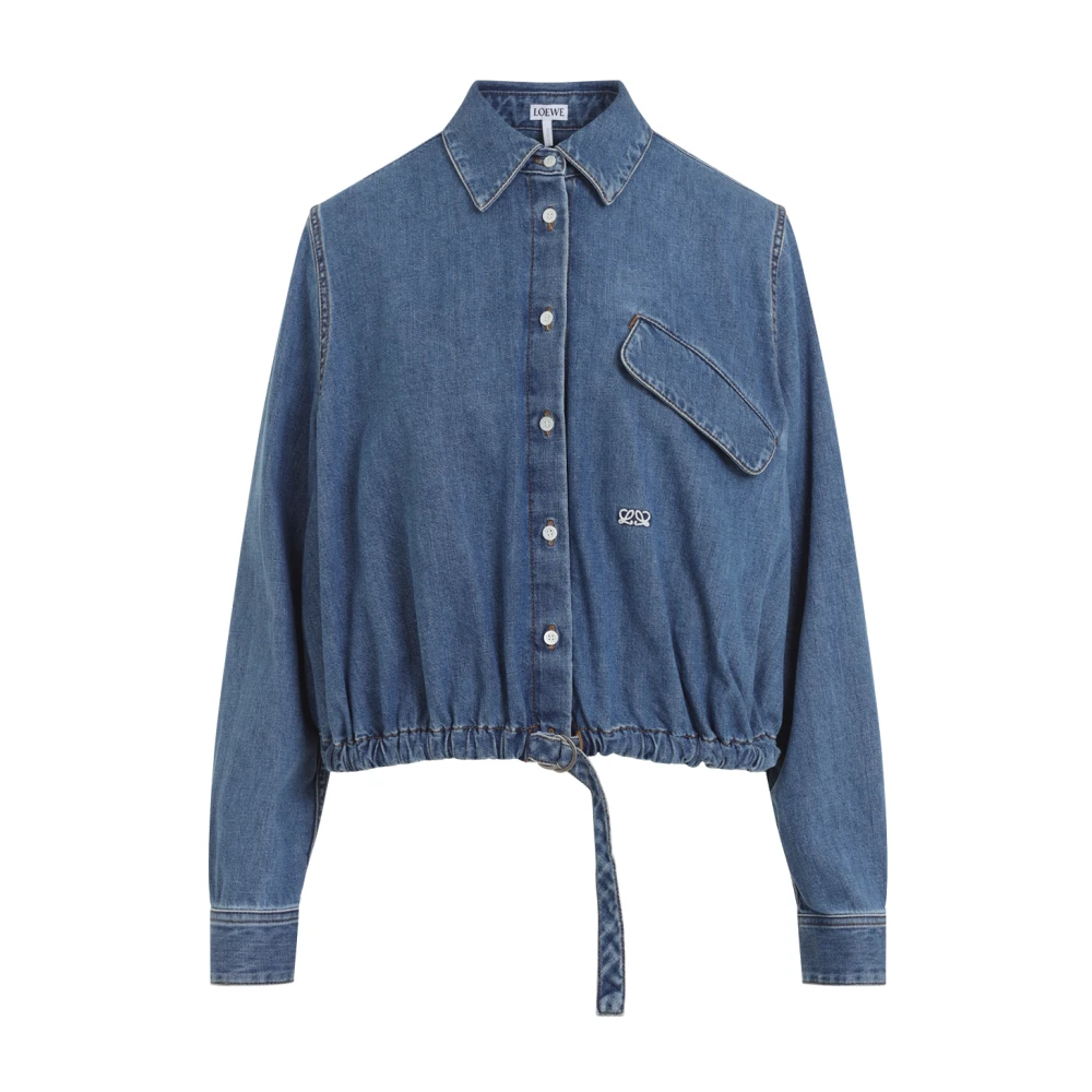 Loewe Women's Blue Shirts, 2XS, Belted Denim Shirt
